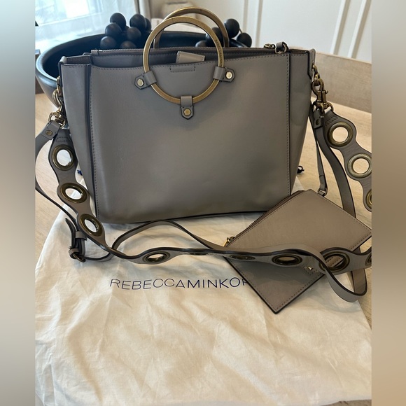 Rebecca Minkoff Gray taupe leather ring, satchel shoulder Crossbody bag - Picture 14 of 14